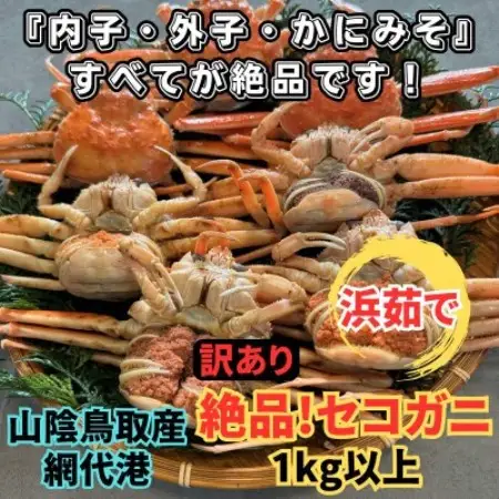 【さかなや新鮮組】鳥取県産 訳あり 浜茹で 絶品セコガニ1.0kgセット ご家庭用 漁港直送【配送不可地域：離島・北海道・沖縄県・東北・信越、北陸】【1759649】