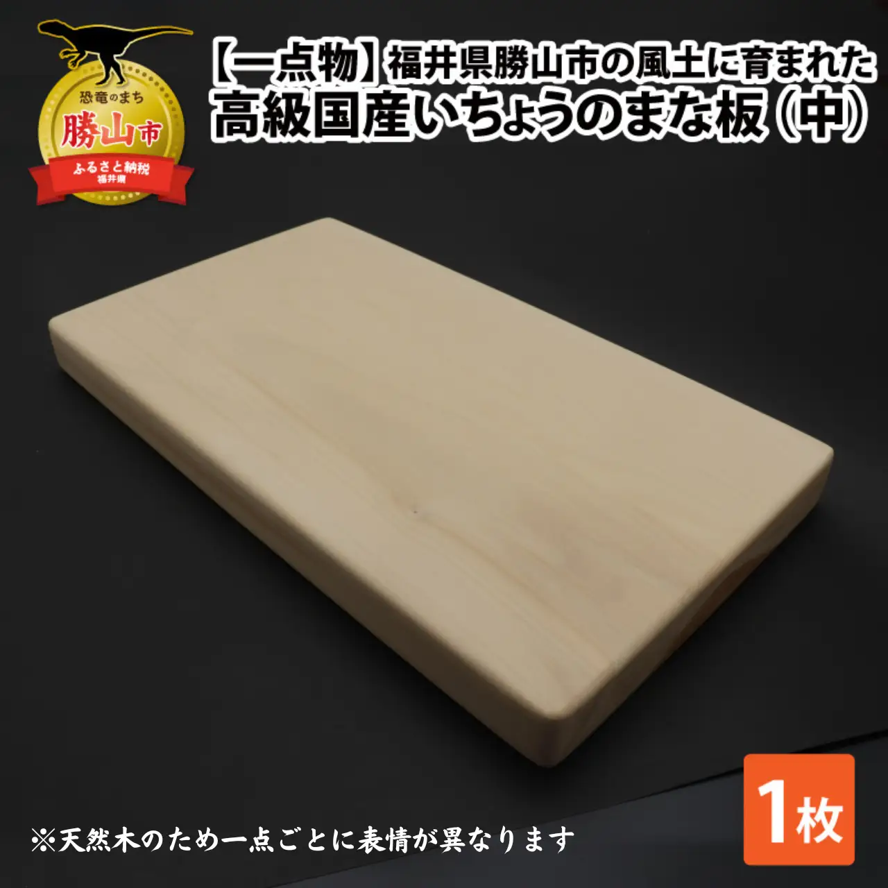 【一点物】恐竜のまち福井県勝山市の風土に育まれた 日本製高級国産いちょうのまな板(中) [B-026009]