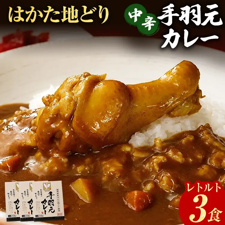 カレー はかた地どり 手羽元カレー中辛 3食 カレー