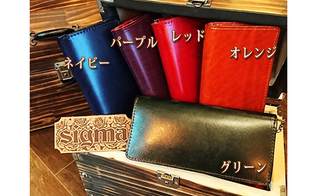 長財布ルガトショルダー本革2つ折り真鍮ファスナー長財布 パープル