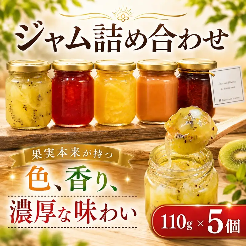 ジャム 5個 詰め合わせ Jam じゃむ 湘南ゴールド いちご キウイレモン コンフィチュール 果物 くだもの 濃厚 フルーツ トースト 朝食 プレゼント 贈り物 誕生日 ご褒美 株式会社ブランニューデザイン 神奈川 湘南 藤沢