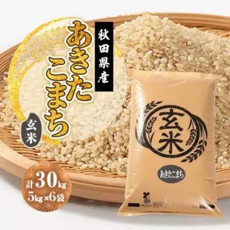 【新米予約】令和8年産 あきたこまち 玄米 30kg(5kg×6袋)【配送不可地域：離島・沖縄県】【1756034】