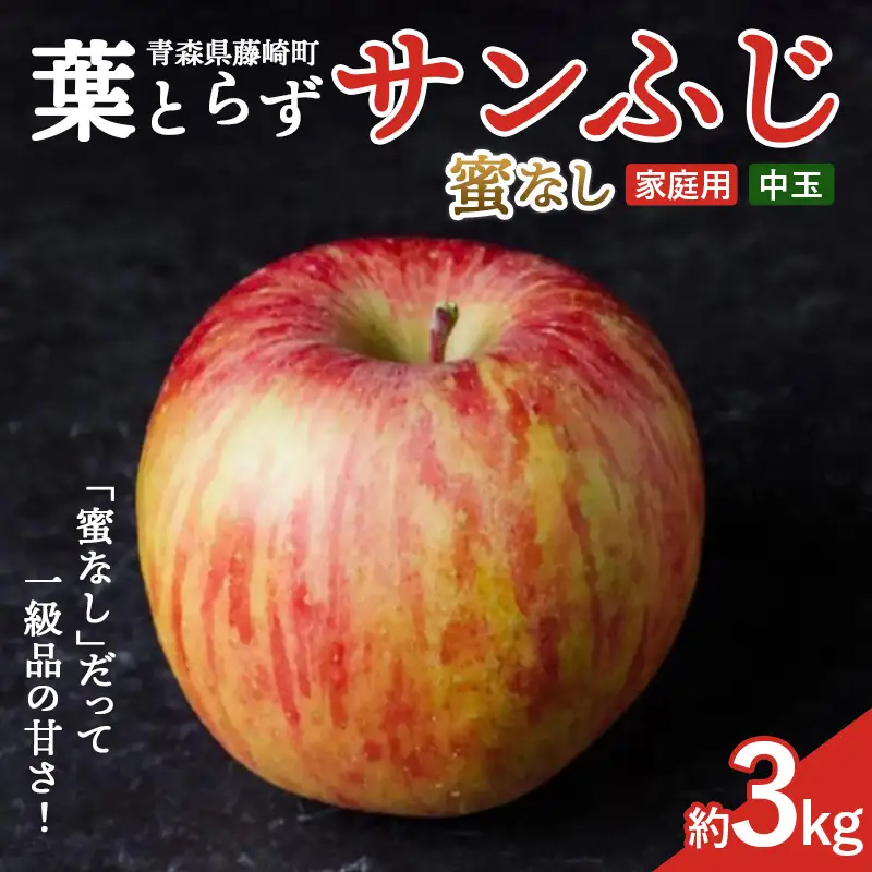 ≪先行予約≫ 【訳あり】 葉とらずサンふじ 蜜なし 中玉 約3kg（7～10玉） 【アップルアーク】 F41-0159