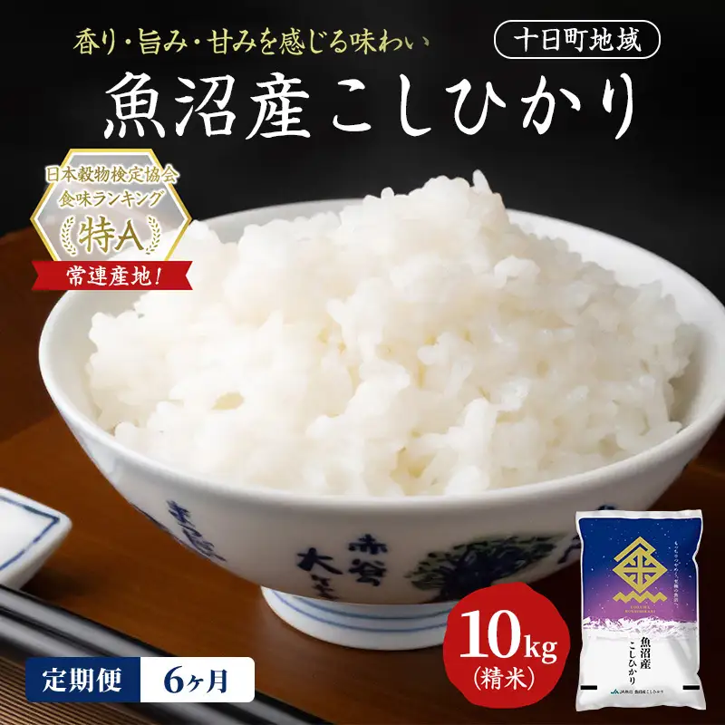 【令和8年産 先行予約】【6ヶ月定期便】魚沼産こしひかり(十日町地域) 精米 10kg(5kg×2) 米 お米 コシヒカリ 定期 十日町市