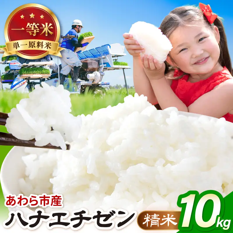 【先行予約】【令和8年産 一等米】ハナエチゼン 精米 10kg（農事組合法人イーノなかのはま100）単一原料米  ※2026年10月より順次発送予定 [aw139-a002]