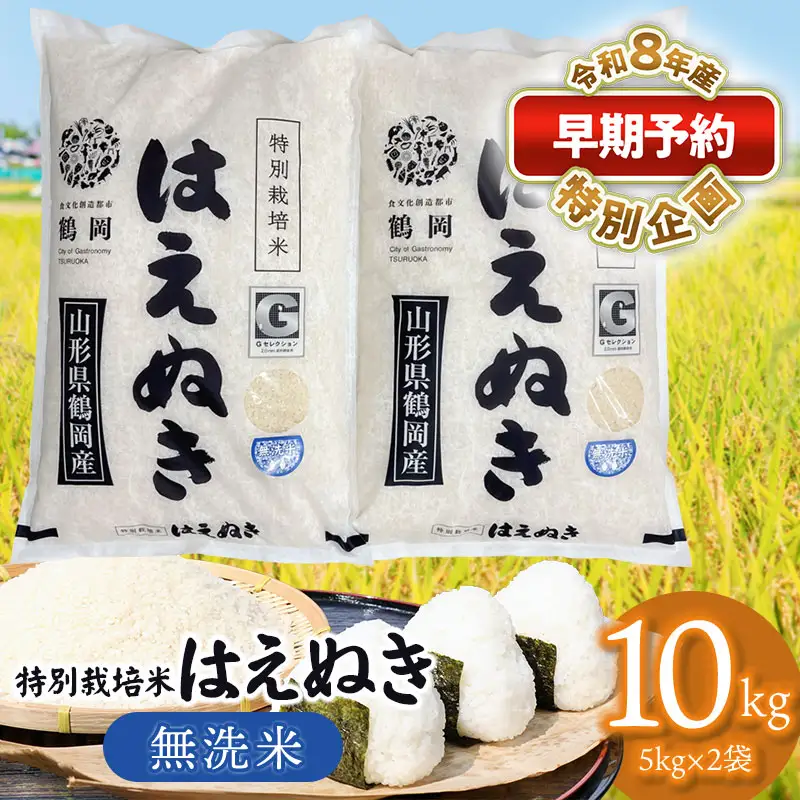 特別栽培米 はえぬき 無洗米 10kg 【令和8年産新米早期予約特別企画】