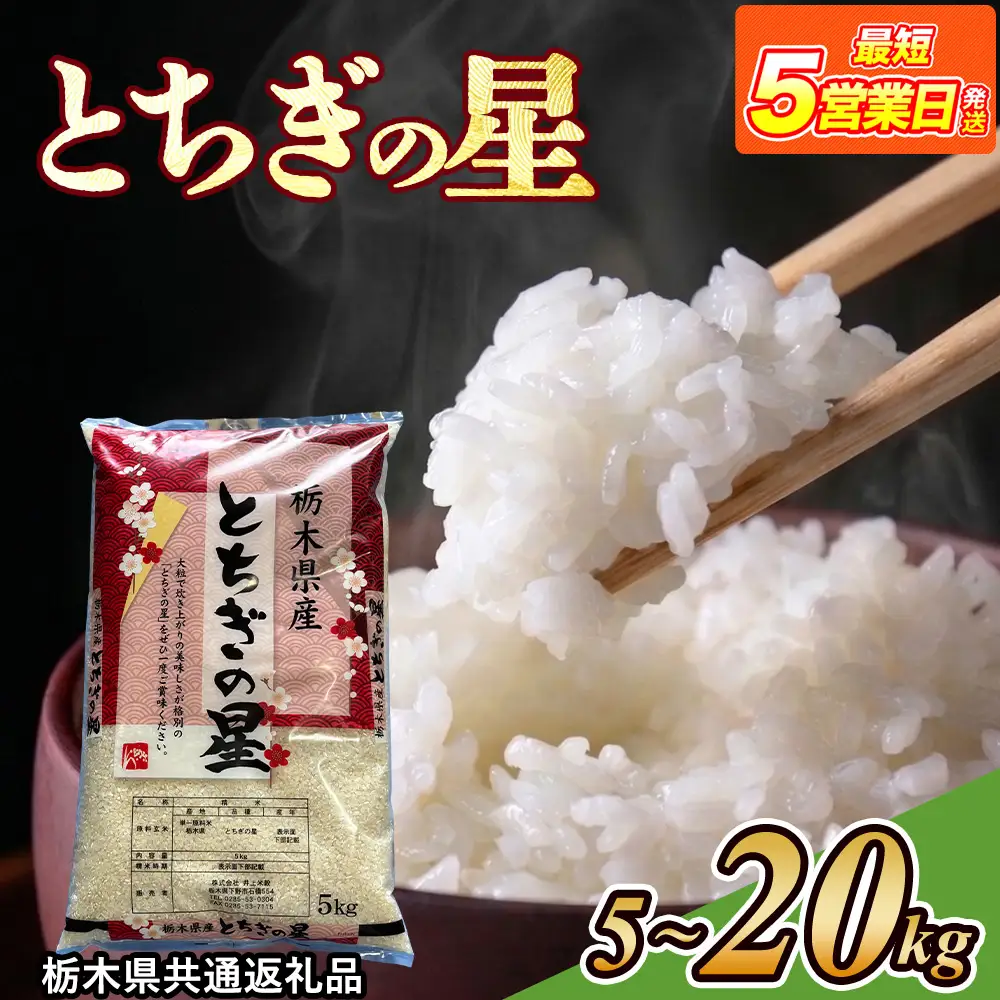 米 とちぎの星 20kg(5kg×4) 栃木県産【栃木県共通返礼品】