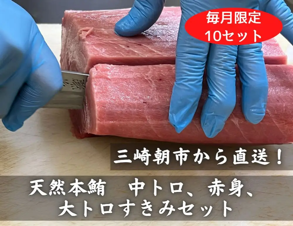 三崎朝市直送！天然アイルランド産本鮪セット（中トロ、赤身、大トロすきみ） M097-001 まぐろ 天然まぐろ