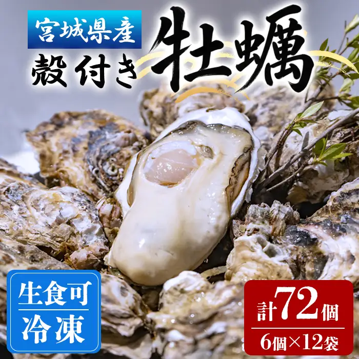 殻付き牡蠣（生食用）冷凍 72個（約6kg） 生牡蠣 宮城県産 牡蛎 牡蠣 カキ かき 生食 オイスター カキフライ 牡蠣鍋 海鮮 国産 魚貝類 バーベキュー BBQ 【末永海産株式会社】ta681