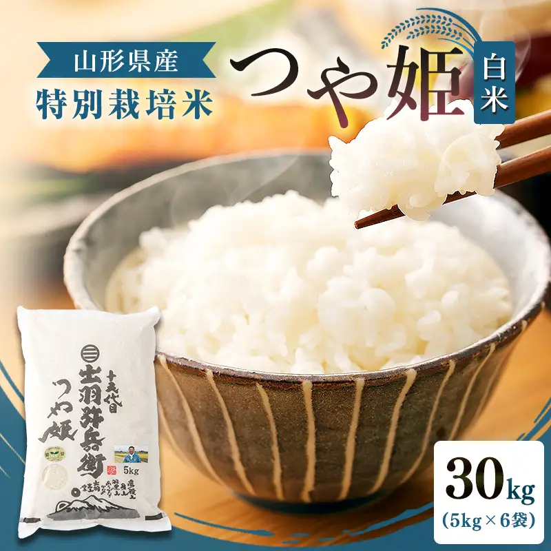 【令和7年産】特別栽培米 つや姫 白米 30kg（5kg×6袋） 山形県産 F2Y-4794