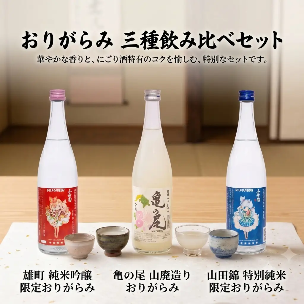 日本酒 地酒 三種 雄町 亀の尾 山田錦 おりがらみ 720ml × 3本 【 三芳菊 】