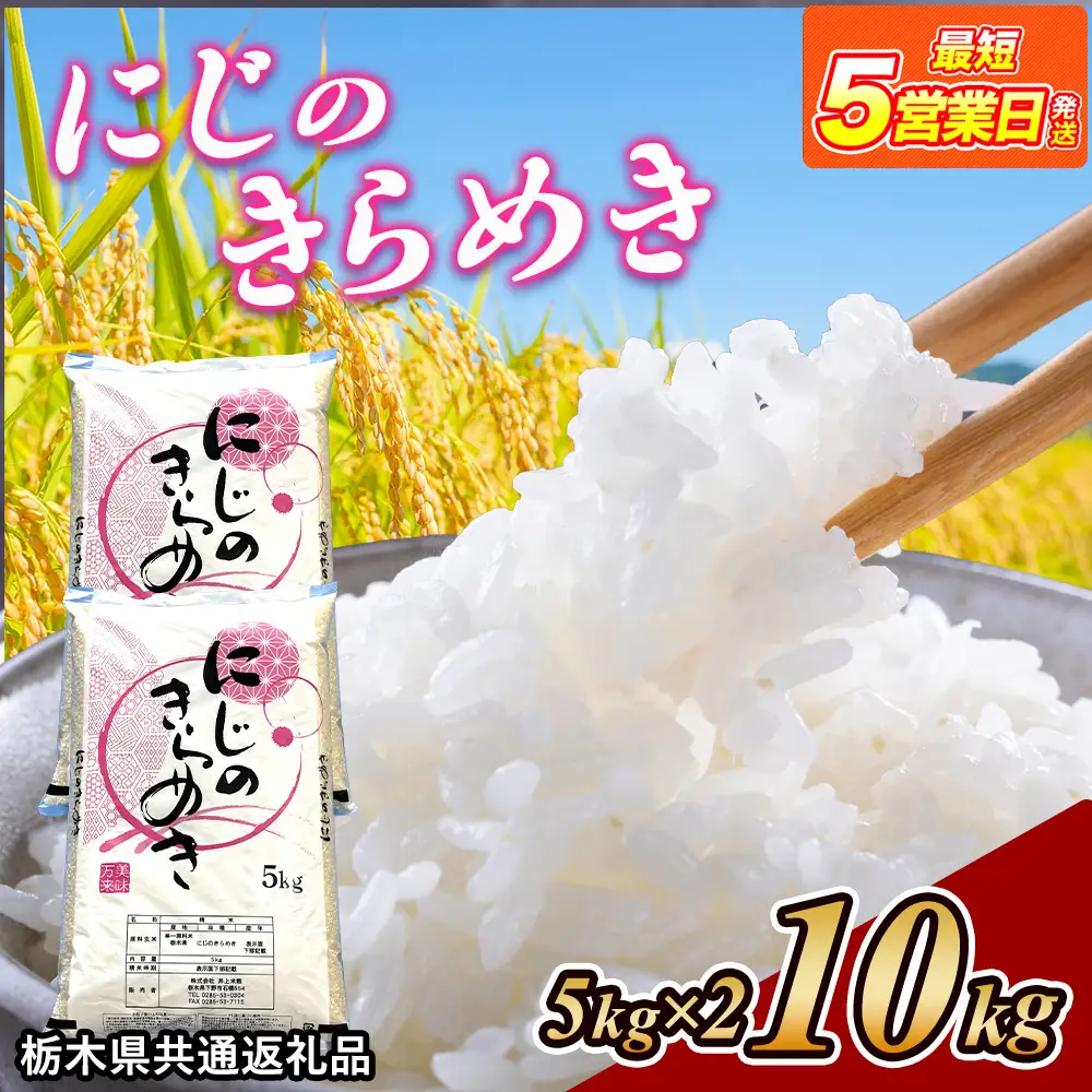 米 にじのきらめき 10kg(5kg×2) 栃木県産【栃木県共通返礼品】