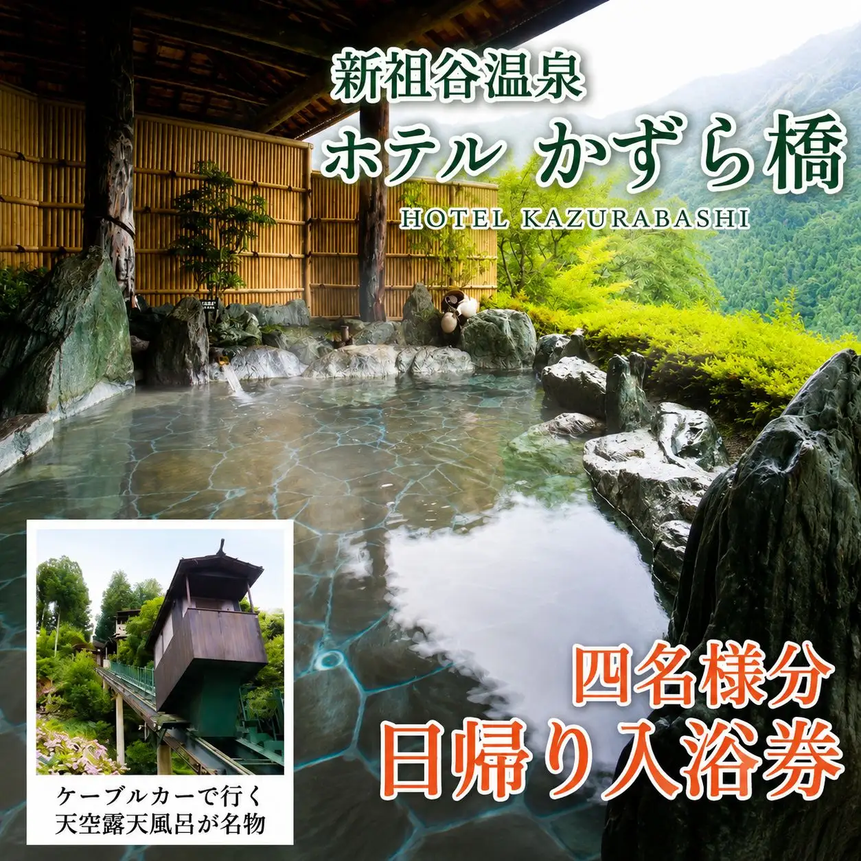日帰り温泉券 徳島 旅行 ホテルかずら橋 4名様分 徳島県 三好市 【 祖谷 】