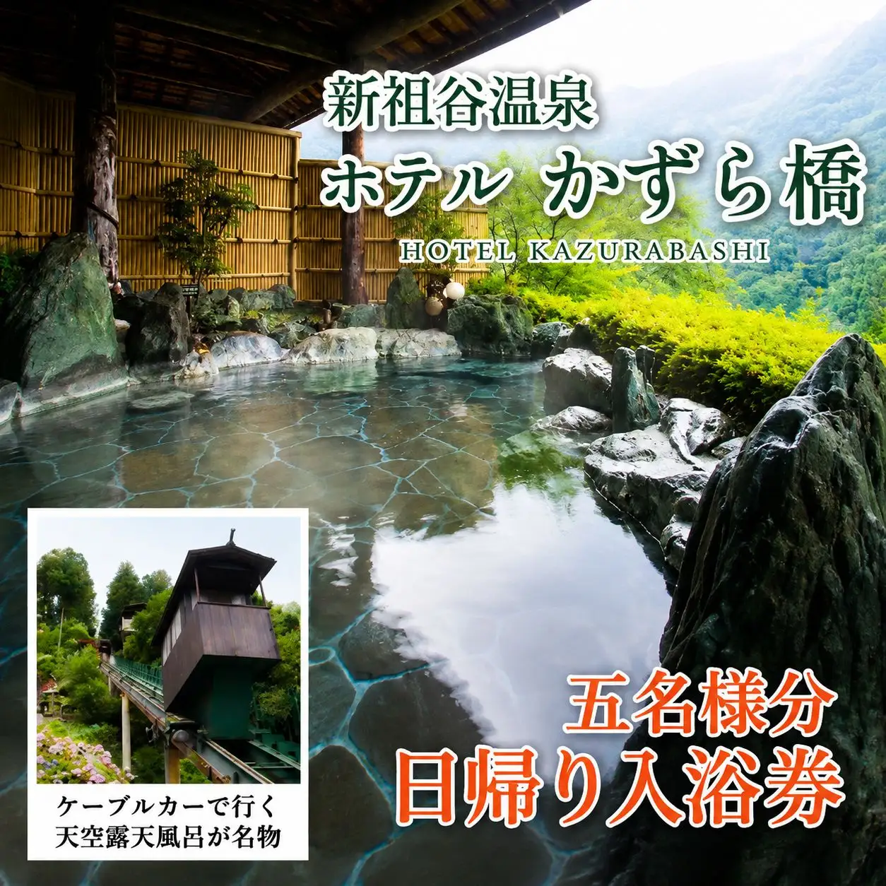 日帰り温泉券 徳島 旅行 ホテルかずら橋 5名様分 徳島県 三好市 【 祖谷 】
