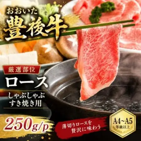 【厳選部位】【A4～A5】おおいた豊後牛ロースしゃぶしゃぶすき焼き用 250g【配送不可地域：離島】【1764390】