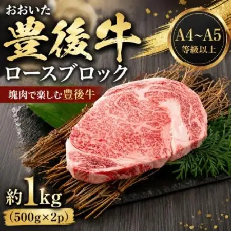 【A4～A5】おおいた豊後牛ロースブロック 約1kg(500g×2p)【配送不可地域：離島】【1764406】