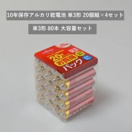 10年保存アルカリ乾電池　単3形　20個組×4セット　合計80個【1719929】