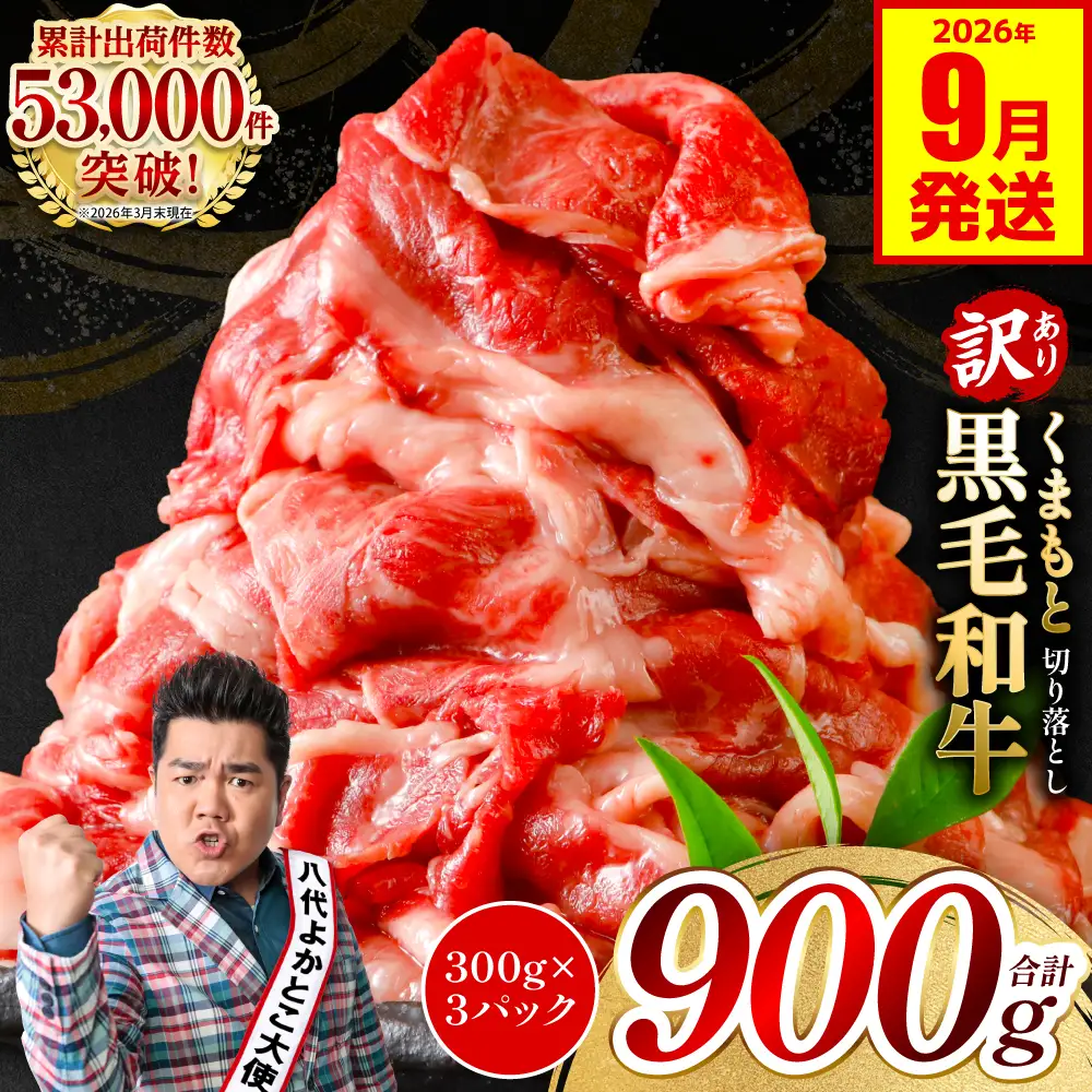 【訳あり】 牛肉 くまもと黒毛和牛 切り落とし 900g（ 300g × 3 ） 【2026年9月発送】 牛肉