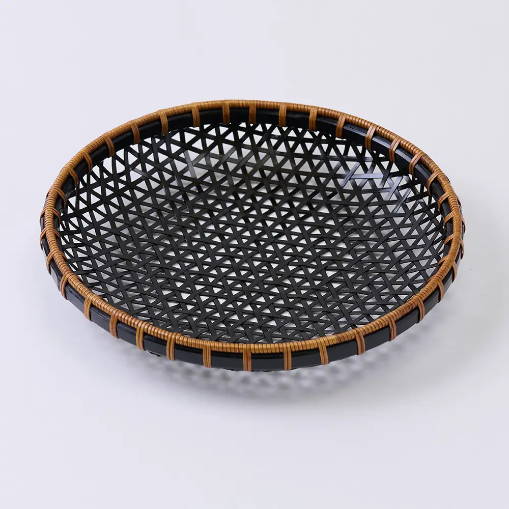 【竹工芸】漆塗盛篭　黒