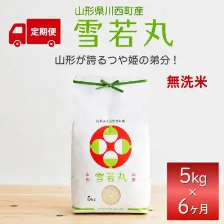 【毎月定期便】雪若丸 無洗米　5kg　全6回【4090495】