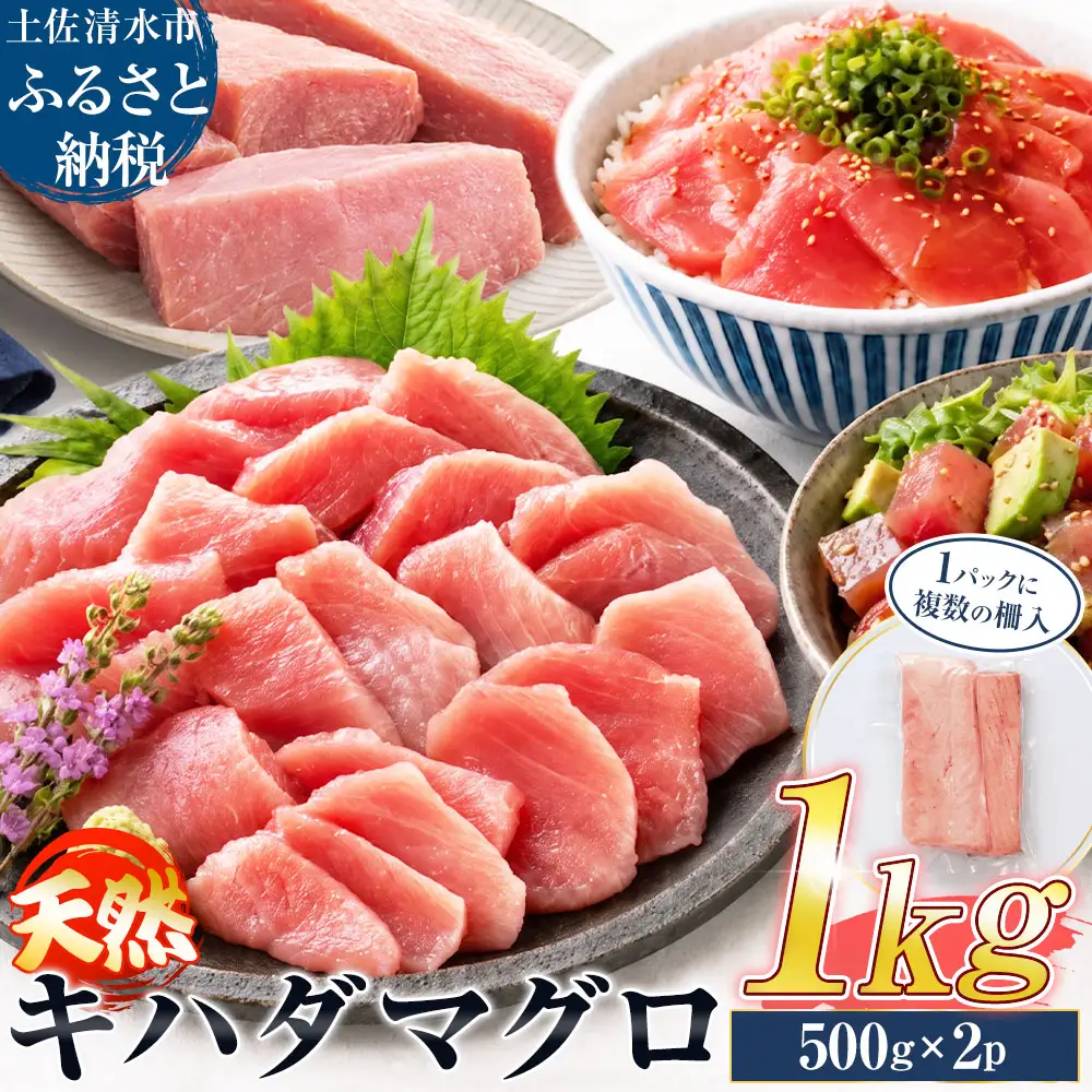 訳あり 天然マグロ 赤身 1kg（500g×2パック）天然キハダマグロ 柵 刺身 お刺身 刺し身 お造り 鉄火丼 漬け丼 ポキ 炙り ステーキ 冷凍【R01619】