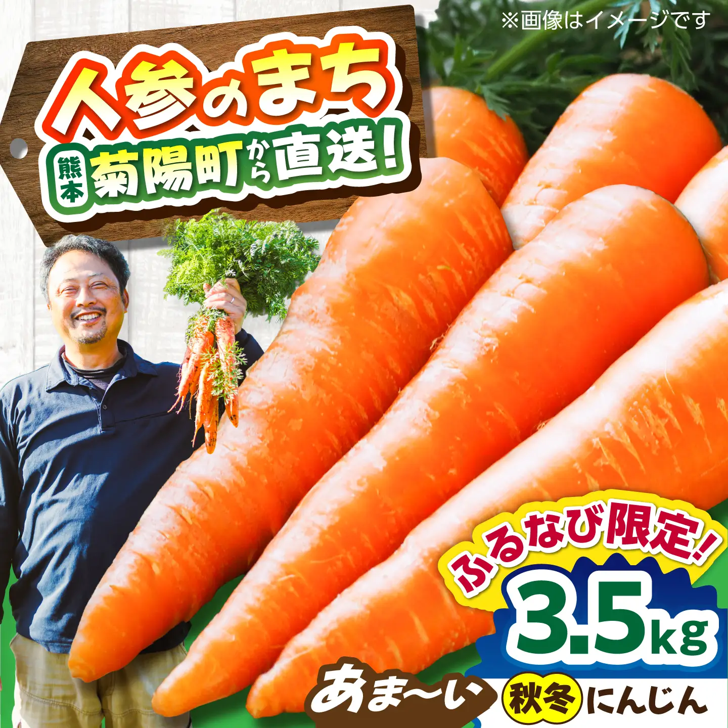 【先行予約】【12月中旬より順次発送】（ふるなび限定）菊陽秋冬にんじん 秀品 約3.5kg / にんじん 菊陽にんじん 西洋にんじん ニンジン 人参 野菜 熊本 菊陽 【マツモト：ファーム】[BHDH013]