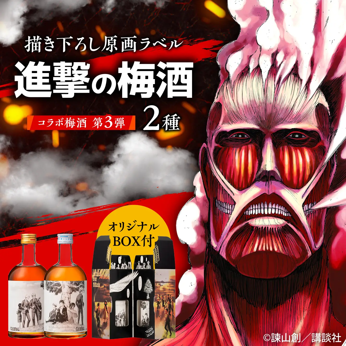 描き下ろし原画ラベル「進撃の巨人」梅酒プレミアム 500ml×2(化粧箱入) 日田市 ／ 株式会社おおやま夢工房　梅酒　本格梅酒　梅[ARCW015]