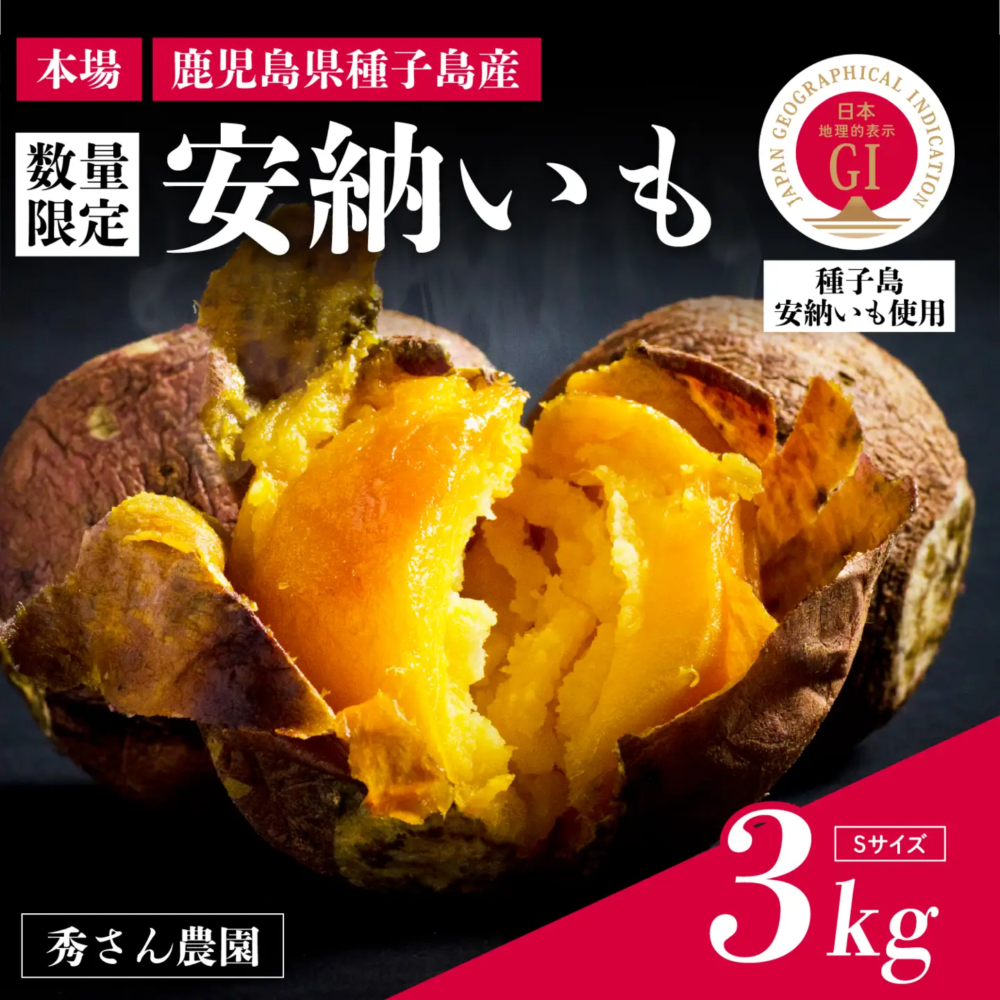 【先行予約】種子島 安納いも 3kg（Sサイズ：100g～200g）（秀さん農園） さつまいも 本場 安納芋 安納紅 安納こがね さつま芋 甘い ねっとり スイーツ おやつ グルメ お取り寄せ 人気 種子島産 返礼品 南種子町 鹿児島【南種子町観光物産館 トンミー市場】