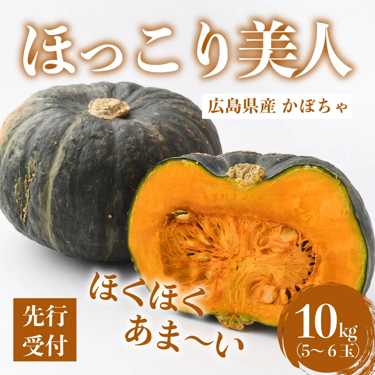 【先行受付】かぼちゃ「ほっこり美人」10kg（5～6玉） 2026年11月下旬より順次発送 広島県三原市久井町産 清流の郷 泉 カボチャ 南瓜 野菜 煮物 サラダ 196004
