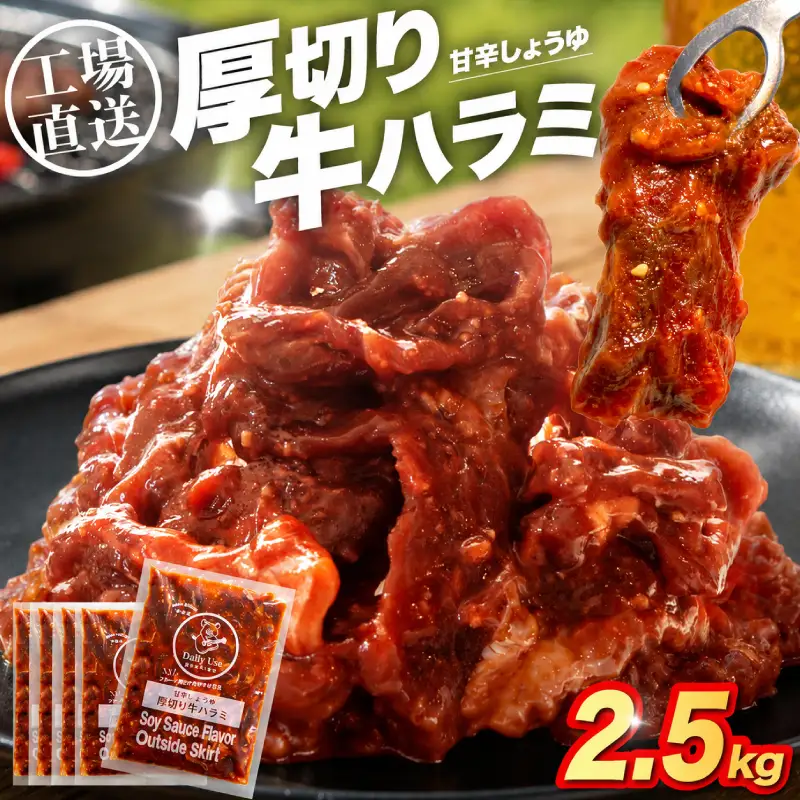 厚切り牛ハラミ 2.5kg(250g × 10) 大容量 焼肉 冷凍 ハラミ 焼肉 HM003