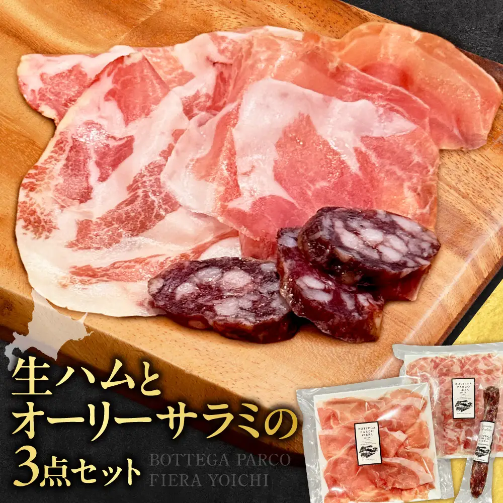 BOTTEGA PARCOFIERA 生ハムとオーリーサラミの3点セット プロシュート コッパ オーリーサラミ 食べ比べ ワインに合う_Y037-0362