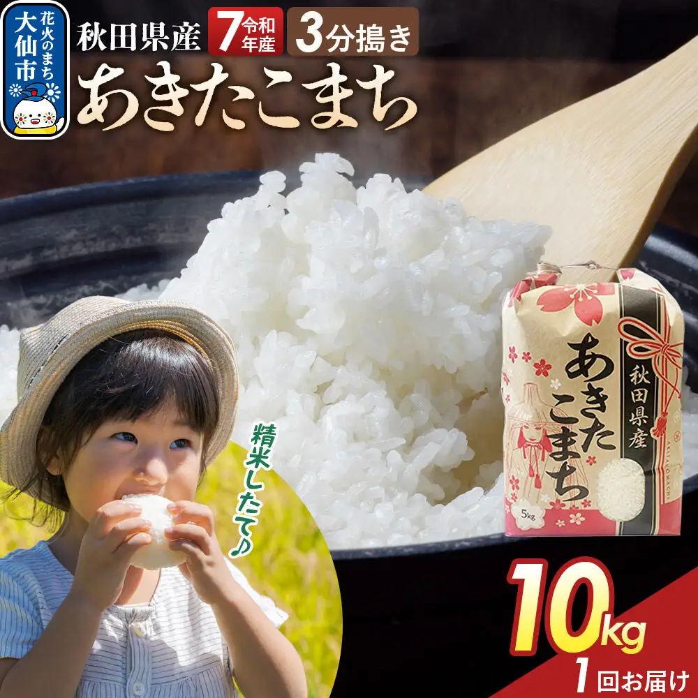 【3分搗き】あきたこまち 10kg（5kg×2） 秋田県産 令和7年産 こまちライン 秋田県 大仙市産