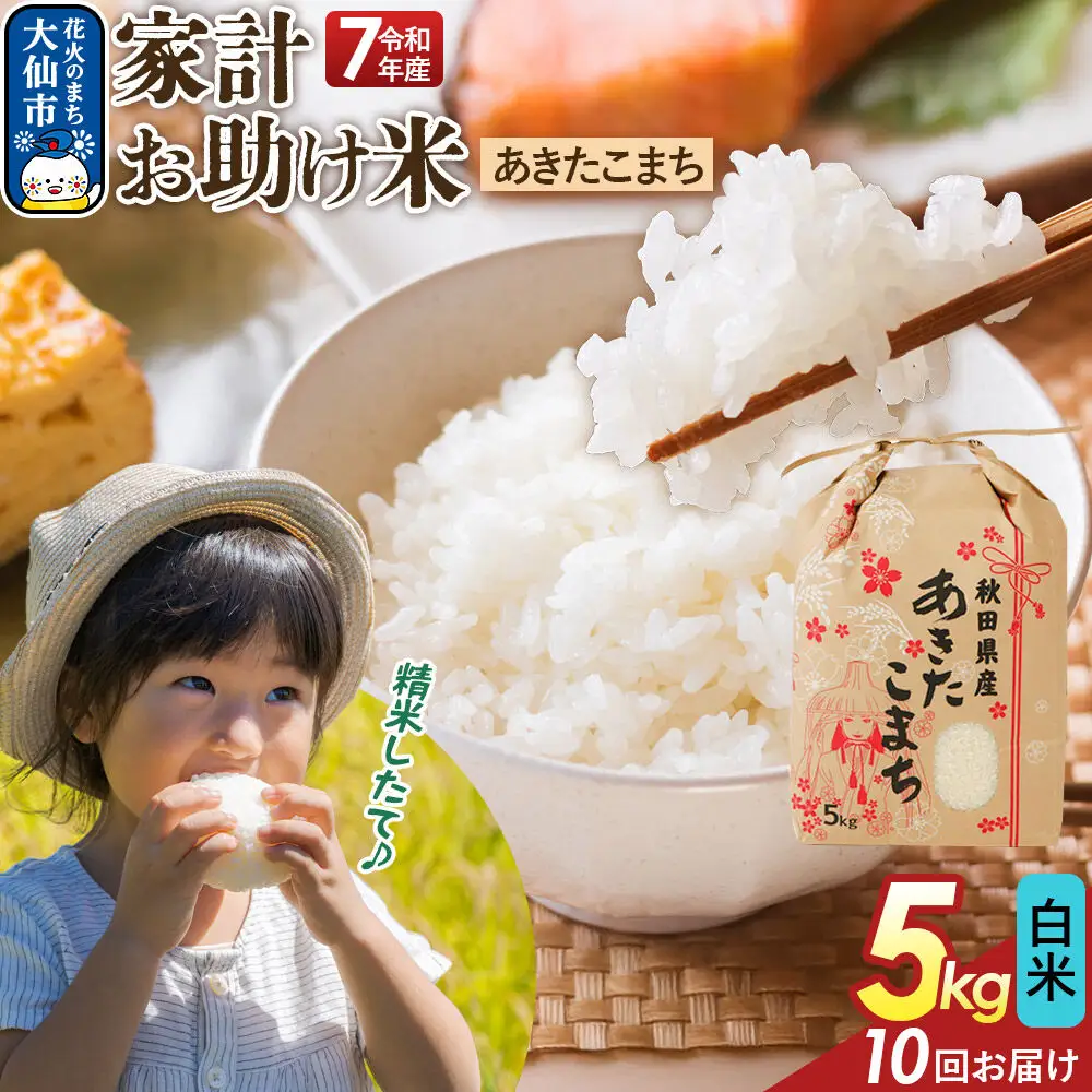 《定期便10ヶ月》【白米】家計お助け米 あきたこまち 5kg 秋田県産 令和7年産  こまちライン 秋田県 大仙市産