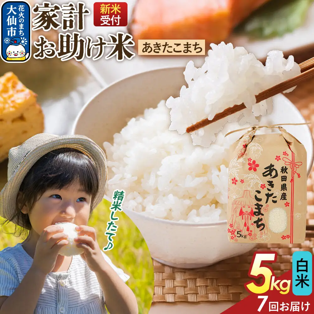 《令和8年産新米予約》 《定期便7ヶ月》【白米】家計お助け米 あきたこまち 5kg 秋田県産  こまちライン 秋田県 大仙市産