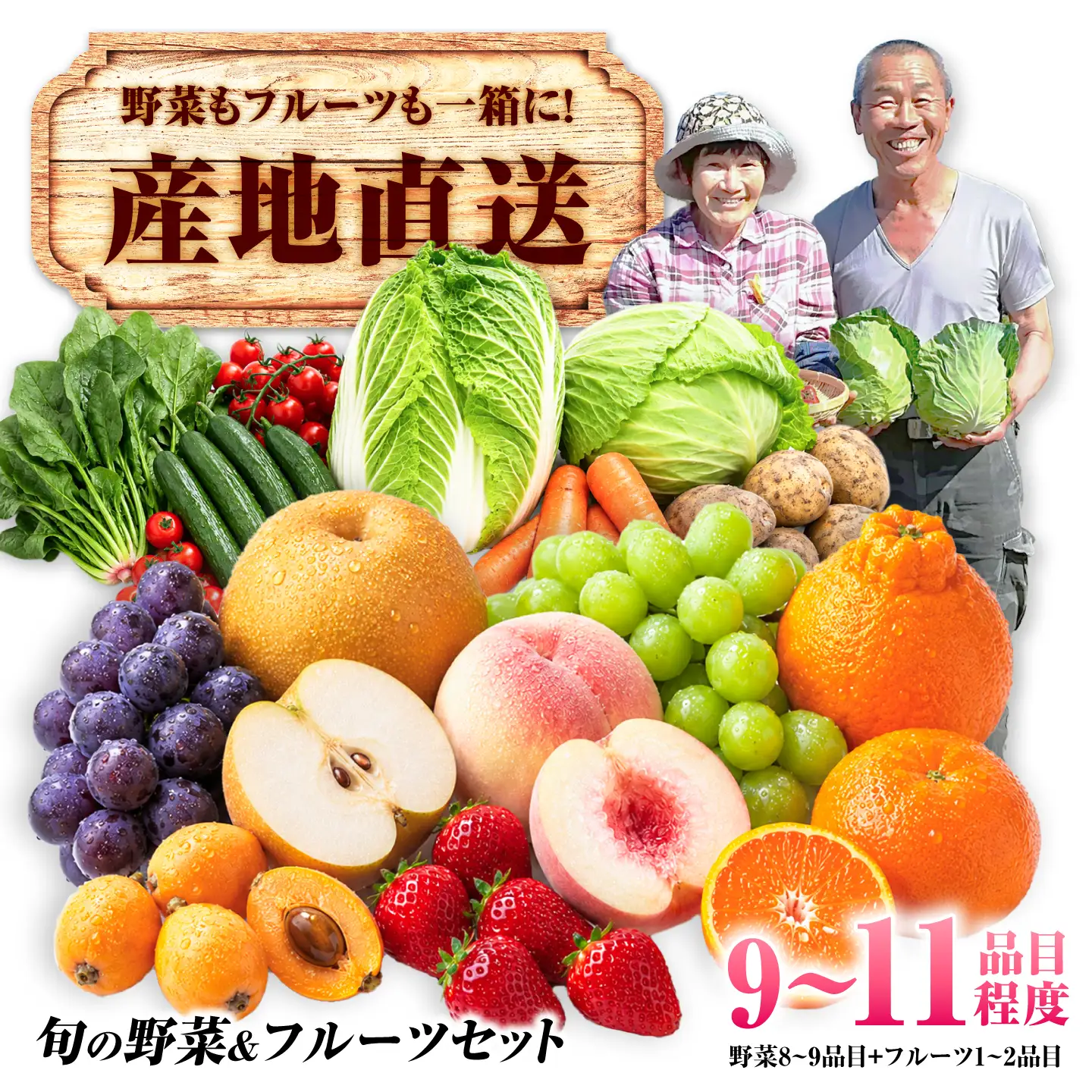 【産地直送】長崎県諫早産 旬の野菜＆フルーツ詰め合わせ 9・11品目程度 季節のおまかせセット / 野菜 フルーツ 果物 セット 詰め合わせ 旬野菜セット 旬のフルーツ 旬 食べ比べ 産地直送 健康 / 諫早市 / 肥前グローカル株式会社[AHDI013]