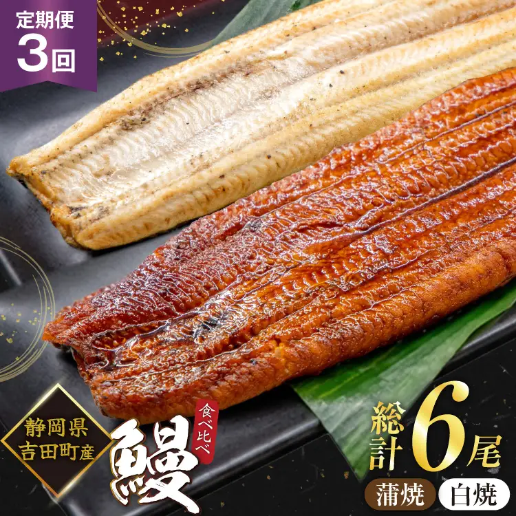 うなぎ 国産 静岡 うなぎ蒲焼 白焼 各130g 以上 各 1尾 計 2尾 3回 計6尾 タレ 山椒 付き