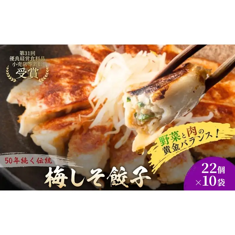梅しそ餃子220個(22個×10袋) 餃子 冷凍餃子 冷凍ギョーザ 手作り餃子 ギョーザ 点心 中華 中華料理 惣菜 簡単調理 加工食品 静岡県 森町