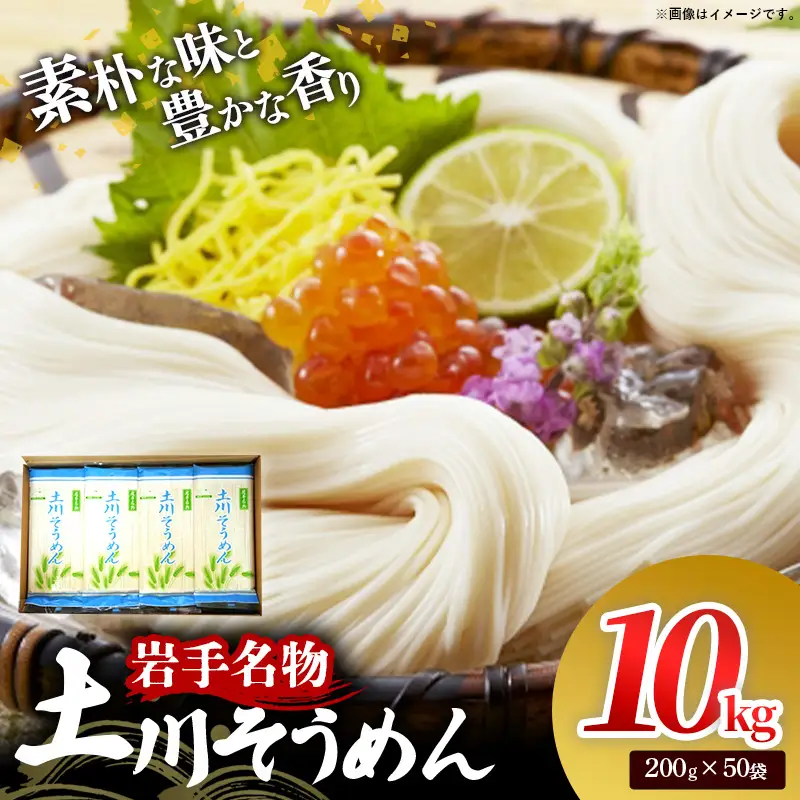 岩手名物 土川そうめん 10kg（200g×50袋）素麺 乾麺 小分け 常温保存 家庭用 岩手県岩手町