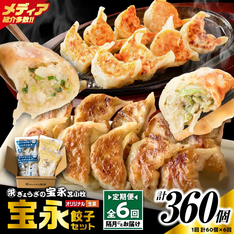 【定期便・全6回 隔月】手包み餃子 ぎょうざの宝永 生姜餃子60個セット（宝永餃子15個入×2袋・生姜餃子15個入×2袋） T004-T05-02-03 定期便 定期 惣菜 総菜 餃子 