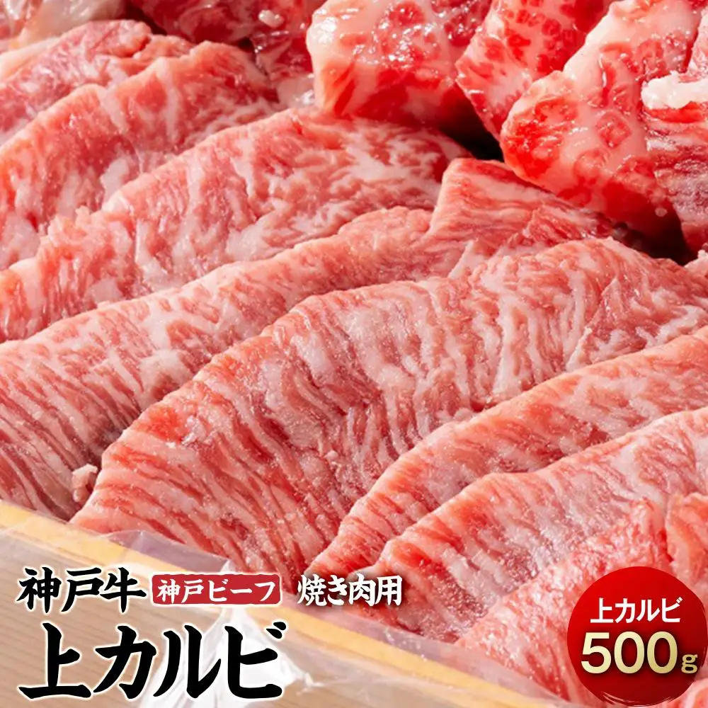 最高級ブランド和牛「神戸牛（神戸ビーフ）」上カルビ500g　焼き肉用