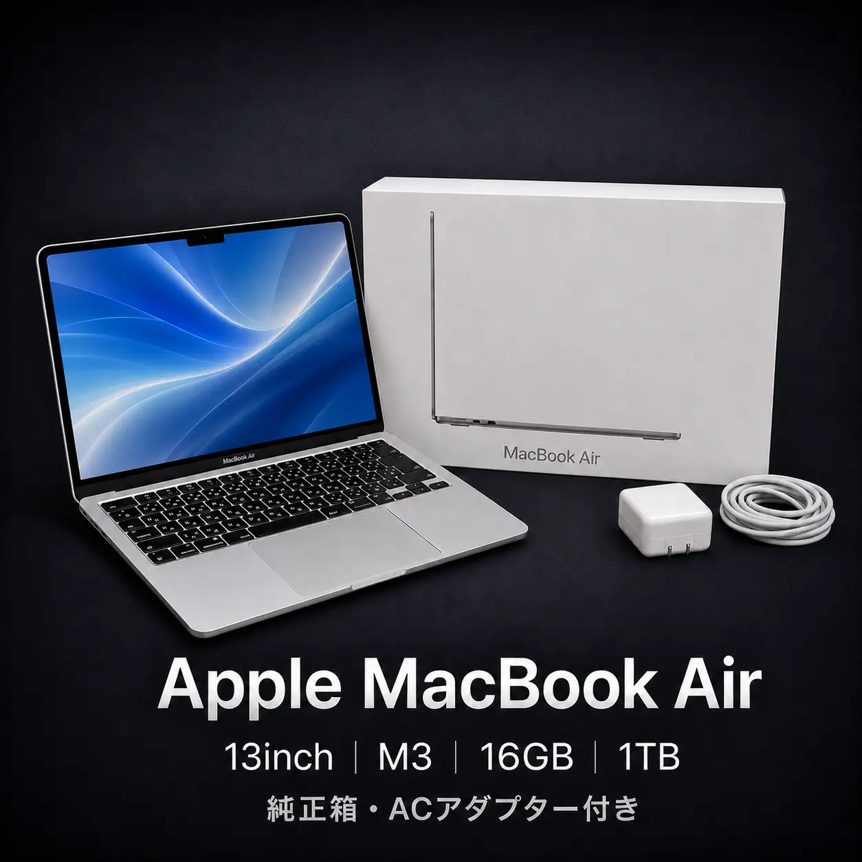 【整備済｜法人リースアップ品】MacBook Air 13インチ M3 / 16GB / 1TB SSD｜動作確認済｜★化粧箱付き【現品限り】　442-01ts
