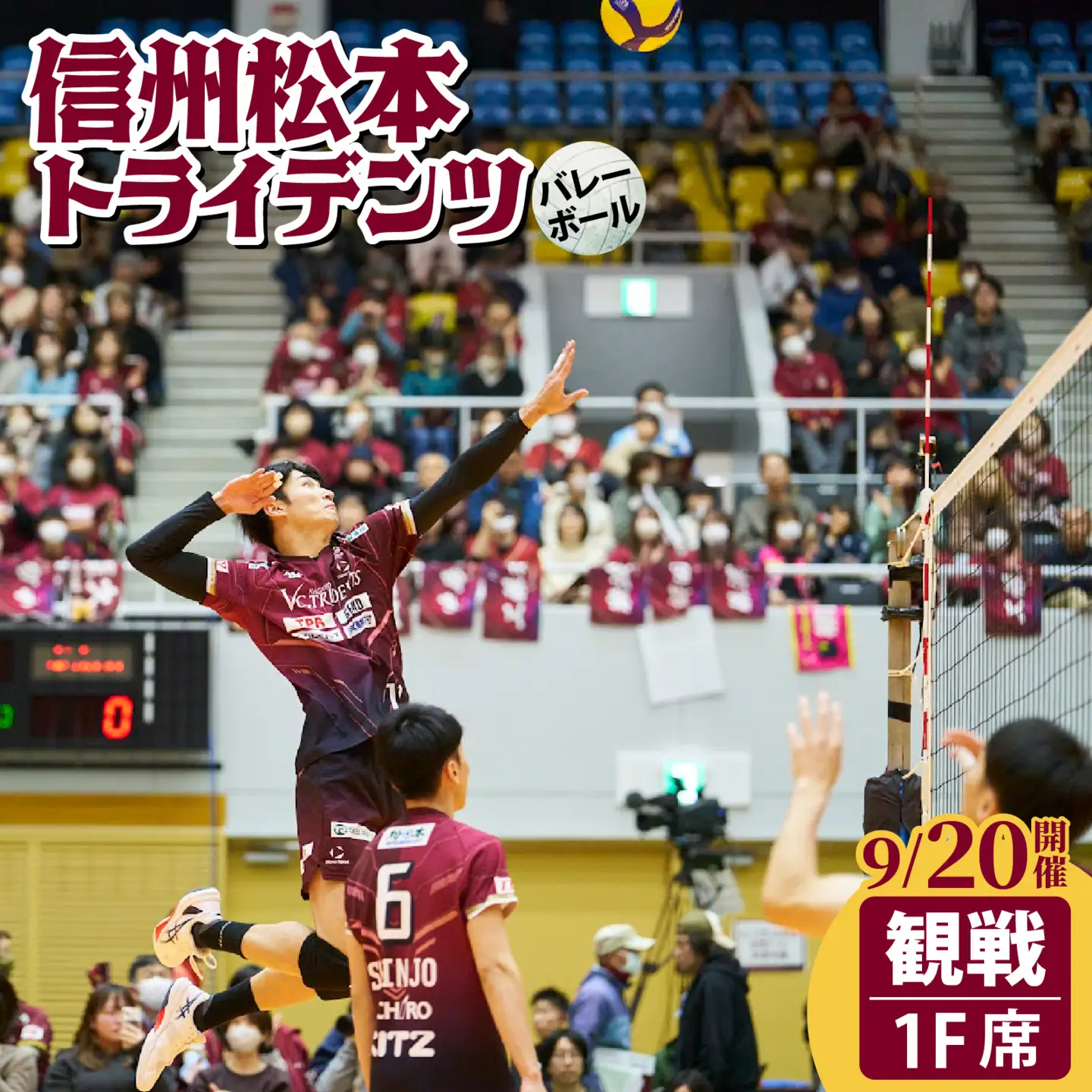 9月20日開催！信州松本トライデンツ主催試合　1階席コートサイドチケット1枚 | バレーボール
