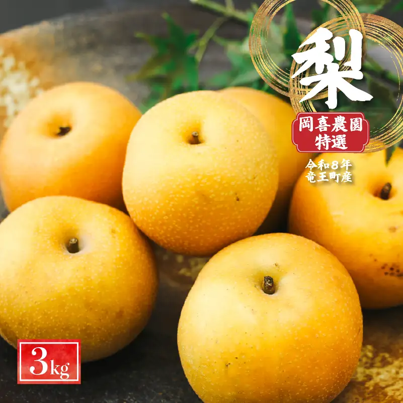 【期間限定】 梨  3kg 品種 おまかせ 8月下旬～9月下旬発送 岡喜農園 令和8年産 数量限定 なし ナシ 幸水 豊水 2026年産 フルーツ 果実 くだもの