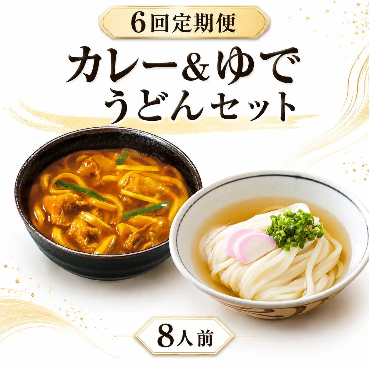 【定期便6回毎月】さぬきうどん ＆ カレーうどん セット 8人前 定期便 ６回 出汁 スープ付き