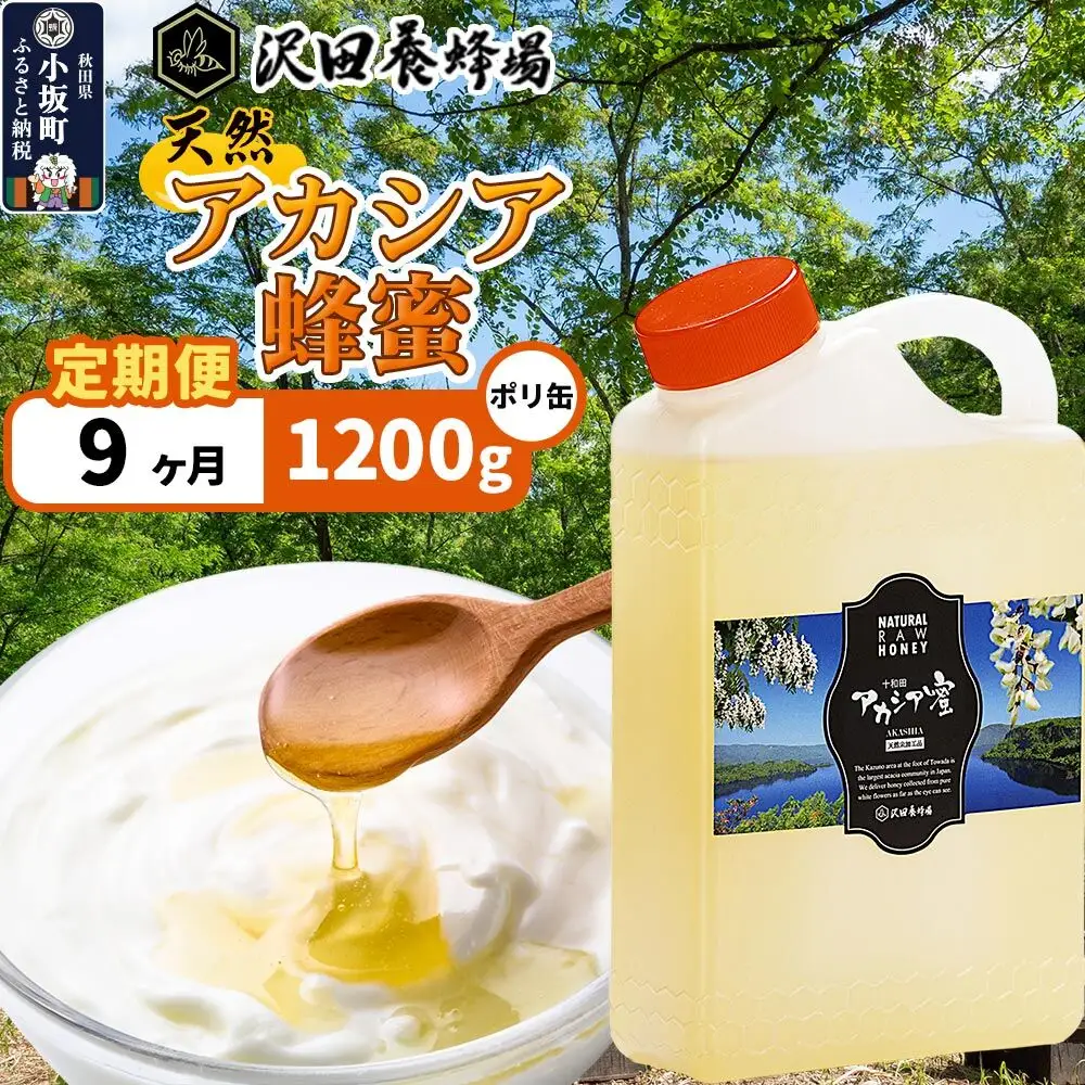 《定期便9ヶ月》はちみつ 天然十和田 アカシア蜂蜜 1200g ポリ缶