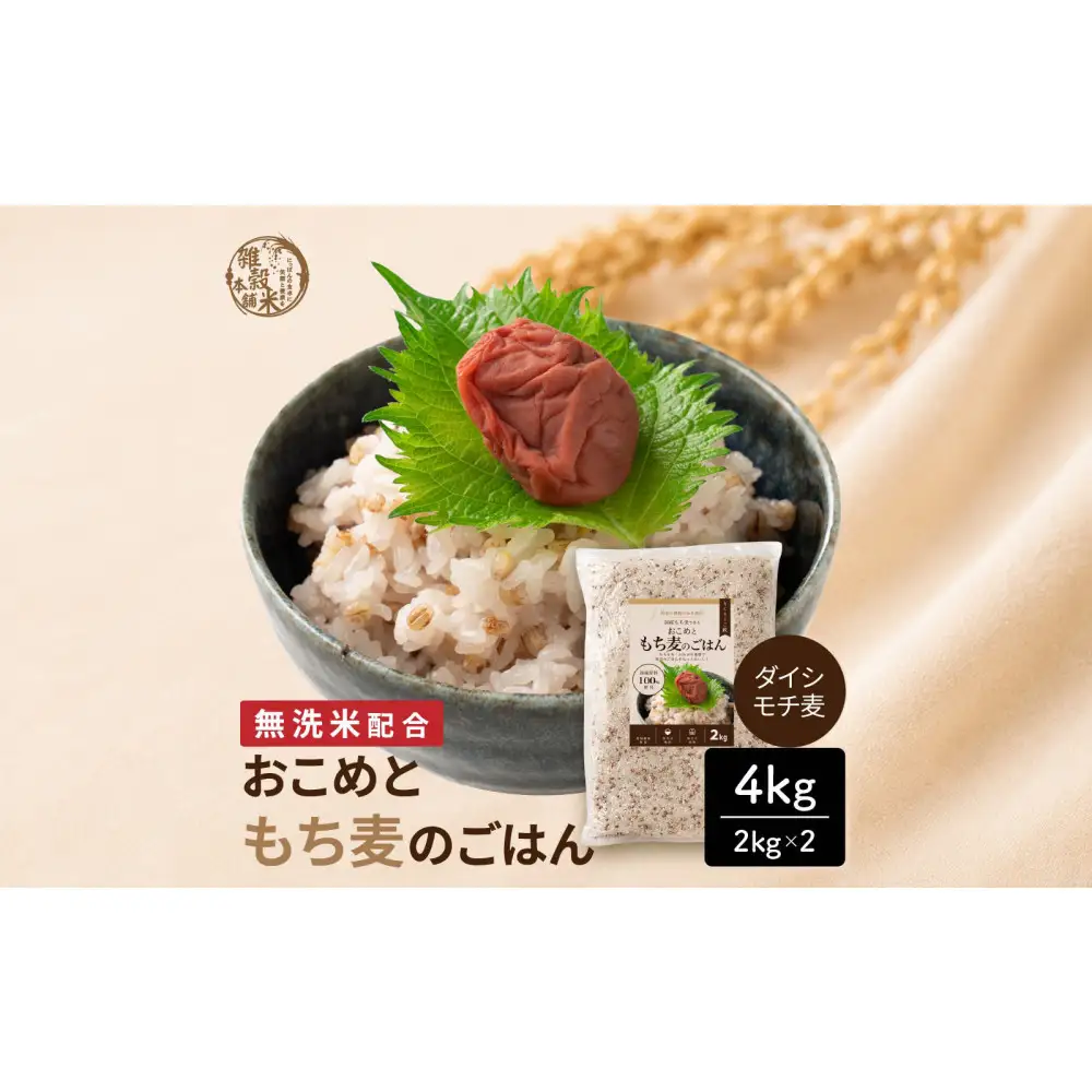 雑穀米本舗 国産 おこめともち麦のごはん 4kg(2kg×2袋)【洗わず炊ける】