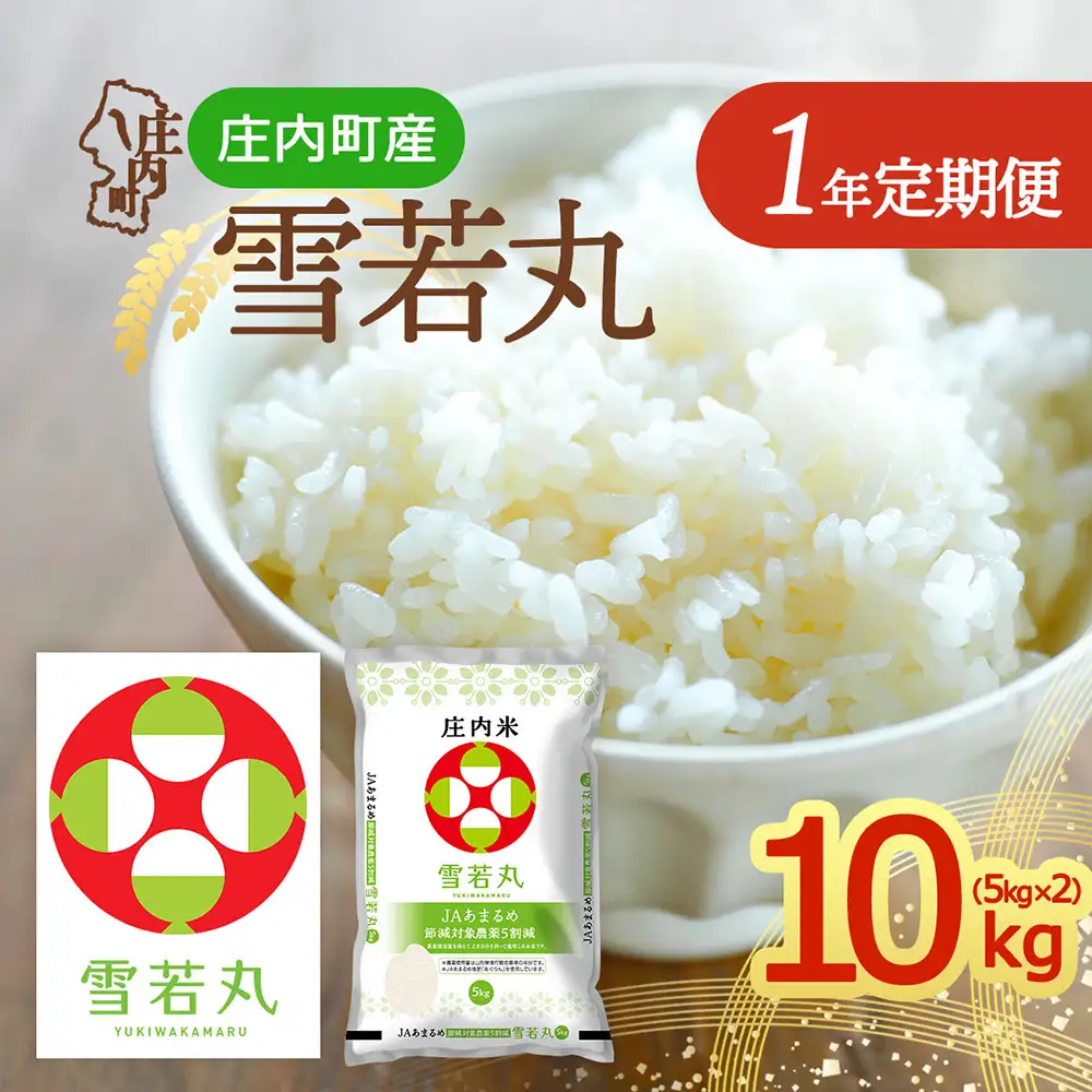 【定期便】＜令和8年産＞雪若丸 10kg×1年間 毎月お届け 山形県庄内町産 余目産 庄内米 ブランド米 米 お米の定期便 粒立ち しっかり食感 食べ応え抜群 粘り 控えめ 硬め ごはん【10月中旬発送】