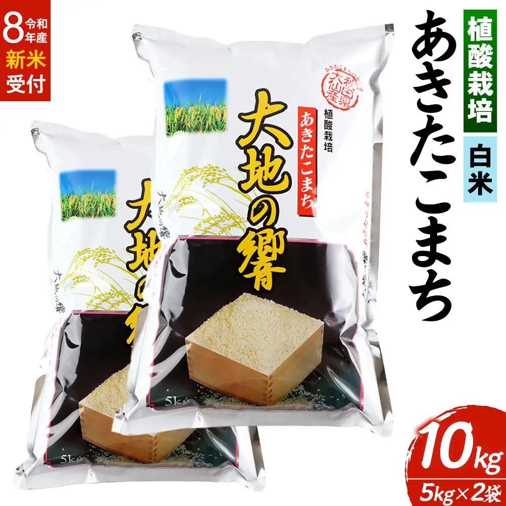 ＜令和8年産 新米受付＞米 植酸栽培 あきたこまち「大地の響」10kg（5kg×2袋）【白米】精米 秋山商店