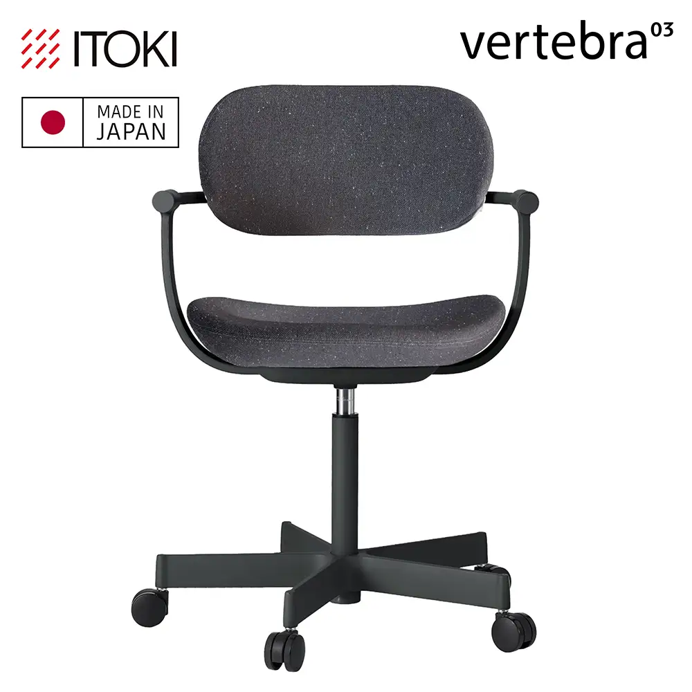 イトーキ バーテブラ03  (vertebra03) お客様組立品 ( かんたん組立 ) /   5本脚  / ブラックT ナイロン双輪キャスター [ CD張地 :オフブラックW ] /  オフィスチェア デスクチェア ダイニングチェア KG-825CD-T1W2CF【EI208W】