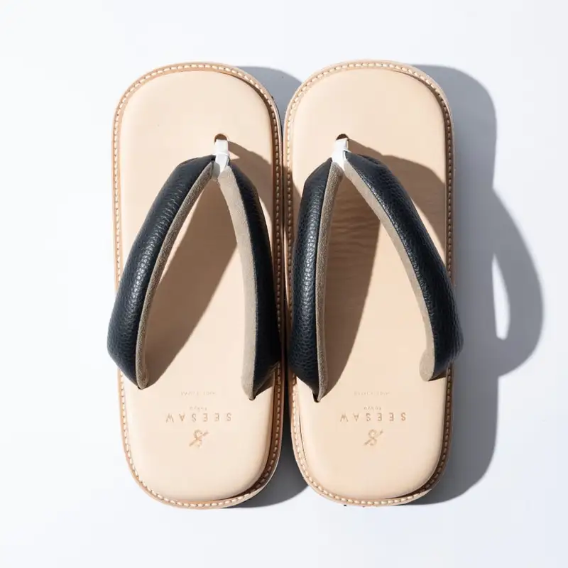 レザー雪駄サンダル　サン駄（江戸前ｓａｎｄａｌ）(カラー：black×natural、サイズ：0(22cm～23.5cm))_0008-002-T03-6-1